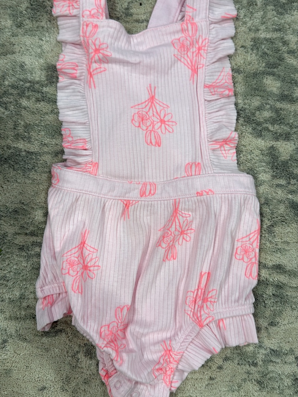 Cat & Jack Pink Floral Ruffle Diaper Cover Romper